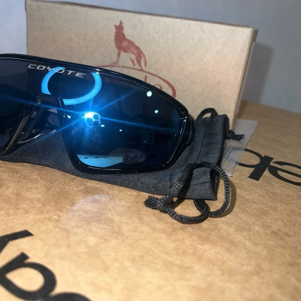 Coyote Kaos Unisex‎ Sports Shield Designer Sunglasses Black/Ice Blue $79.99 WOW!